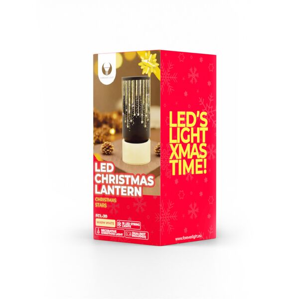 Christmas glass Lantern FCL-20 black-gold L Forever Light 5907457795013