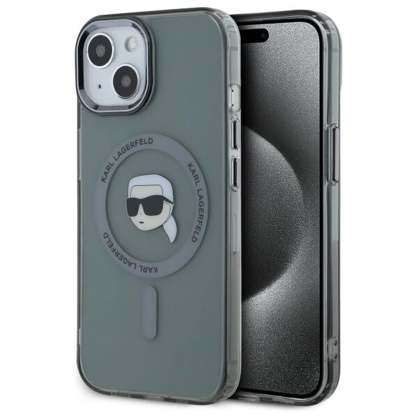 Karl Lagerfeld HC MagSafe IML Metal K. Head case for iPhone 15 6,1&quot; black 3666339284466