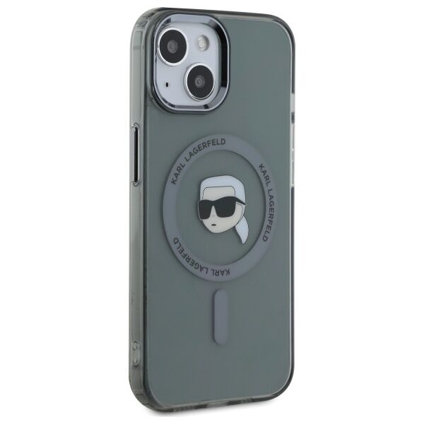 Karl Lagerfeld HC MagSafe IML Metal K. Head case for iPhone 15 6,1&quot; black 3666339284466