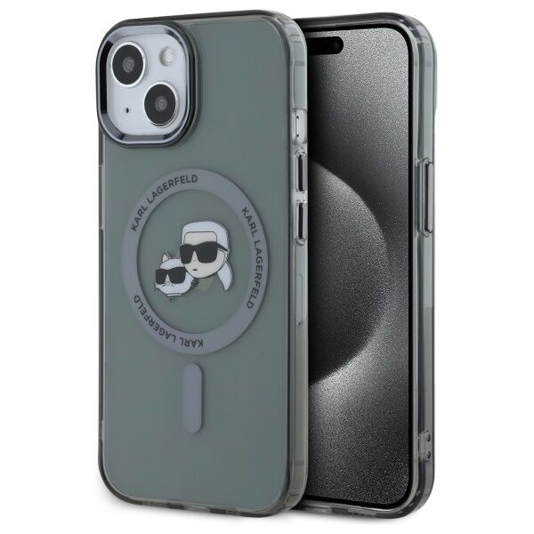 Karl Lagerfeld HC MagSafe IML Metal KC Heads case for iPhone 15 6,1&quot; black 3666339284749
