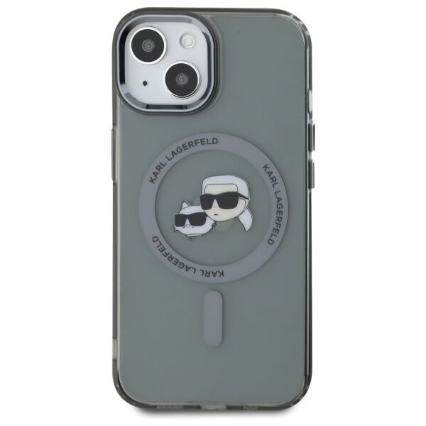 Karl Lagerfeld HC MagSafe IML Metal KC Heads case for iPhone 15 6,1&quot; black 3666339284749