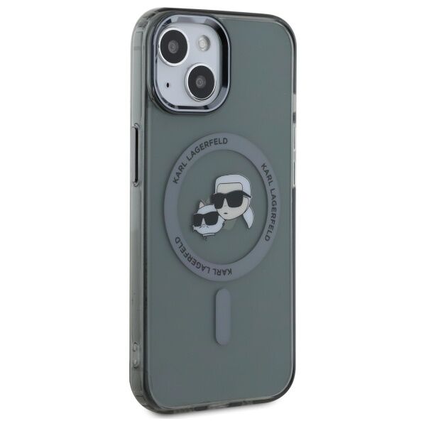 Karl Lagerfeld HC MagSafe IML Metal KC Heads case for iPhone 15 6,1&quot; black 3666339284749