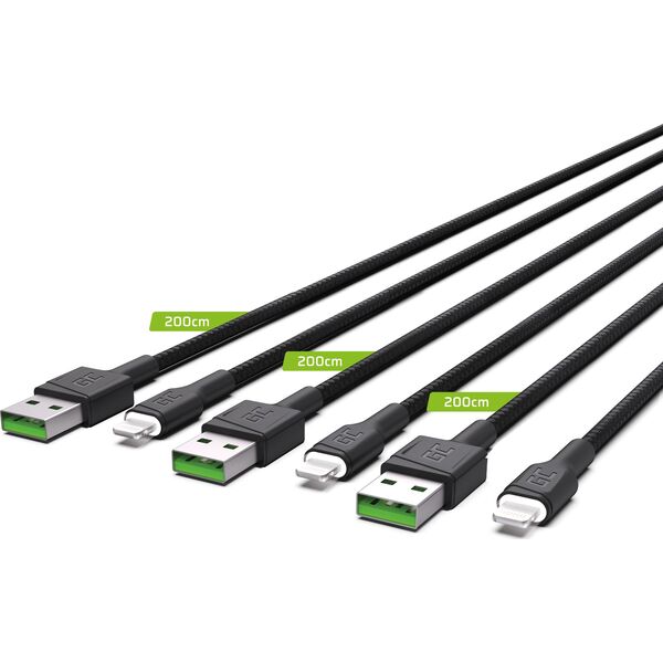 Kabel USB Green Cell USB-A - Lightning 2 m Czarny (KABGCSET06)