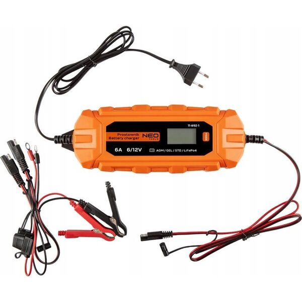 Neo Prostownik automatyczny 6A/100W, 3-150Ah, do akumulatorów kwasowych / AGM / GEL 11-892-1