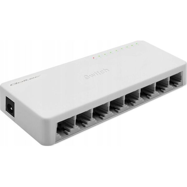Switch Qoltec SWITCH przełącznik sieciowy 8 x port RJ45 | 1000Mbps | Fast      Ethernet | LAN