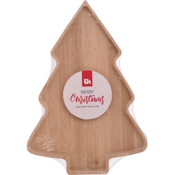 Excellent Houseware Talerz drewniany choinka XMAS
