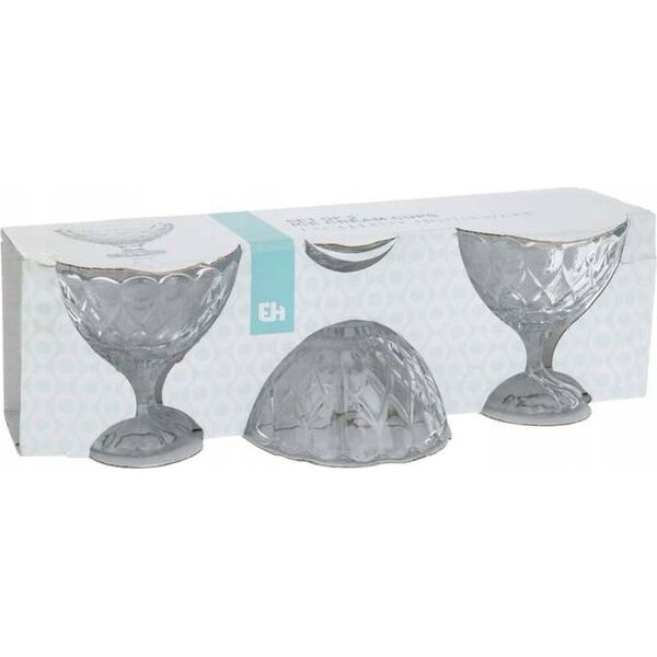 Excellent Houseware Pucharek do lodów deserów DIAMOND, 3 sztuki x 200 ml