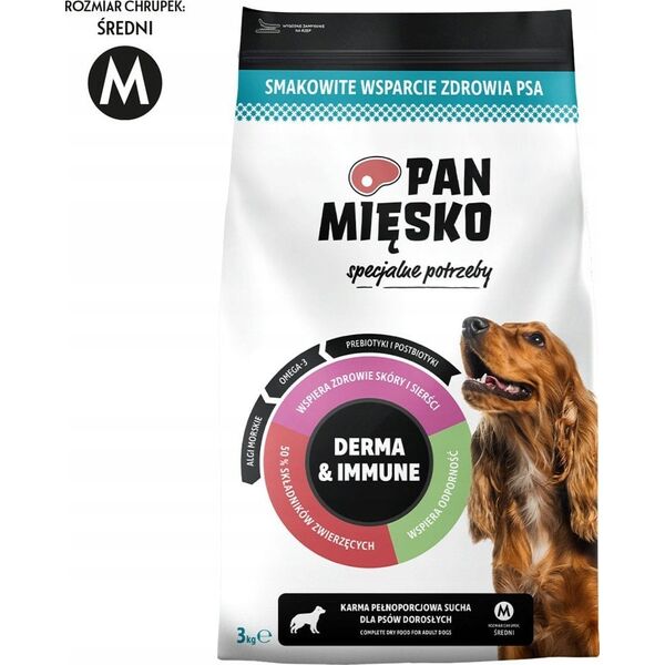 Pan Mięsko PAN MIĘSKO Specjalne potrzeby Derma & Immune (dorosły) chrupki M - Karma sucha dla psa - 3kg