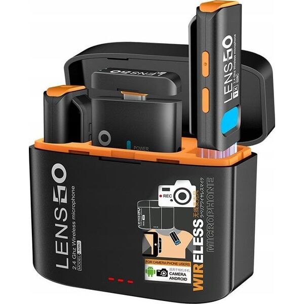 Mikrofon LensGo 2x Mikrofon Bezprzewodowy na USB USB-C TYPE-C i Mini Jack 3.5mm do Telefonu / 528C