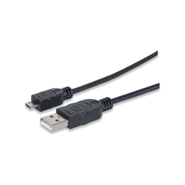Kabel USB Manhattan USB-A - 1 m Czarny (393874)