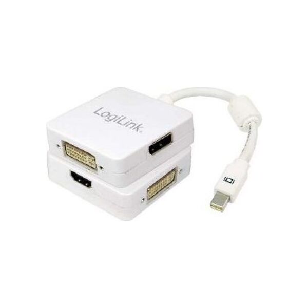 Adapter AV LogiLink DisplayPort Mini - DisplayPort - HDMI - DVI-I biały (CV0045A) 419576 4052792006025