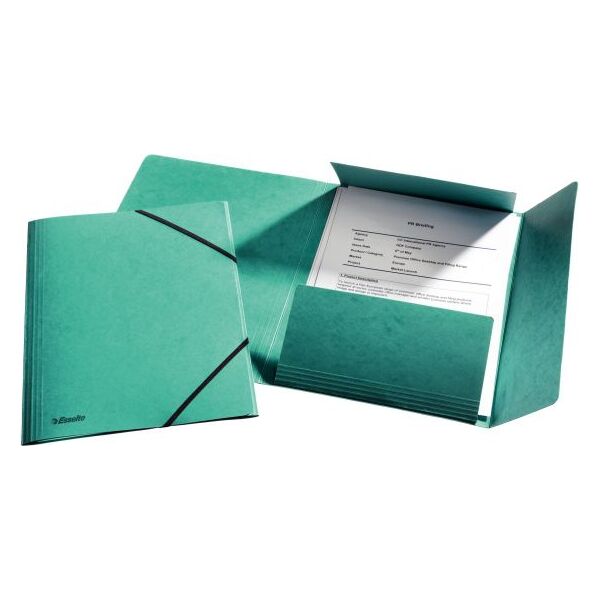 Esselte Teczka z gumką narożną A4 preszpanowa zielony (10K017D) 651773 5902812265965
