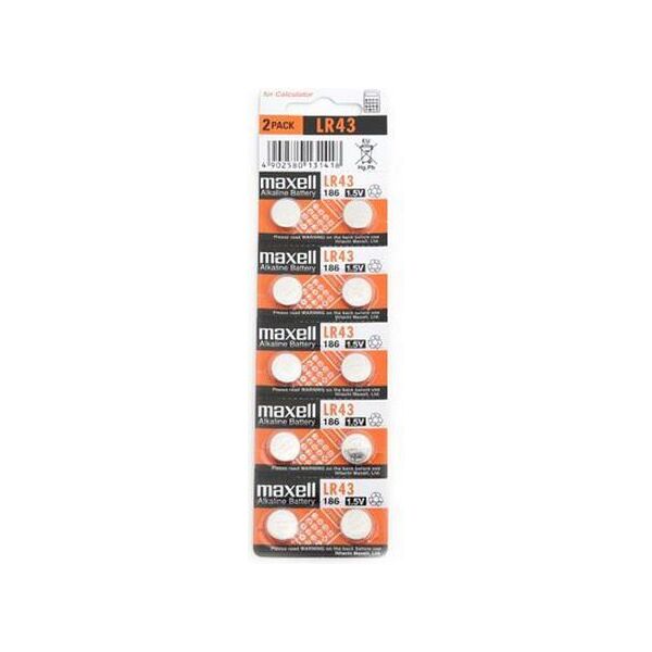 Maxell Bateria LR43 10 szt. 693181 4902580131418