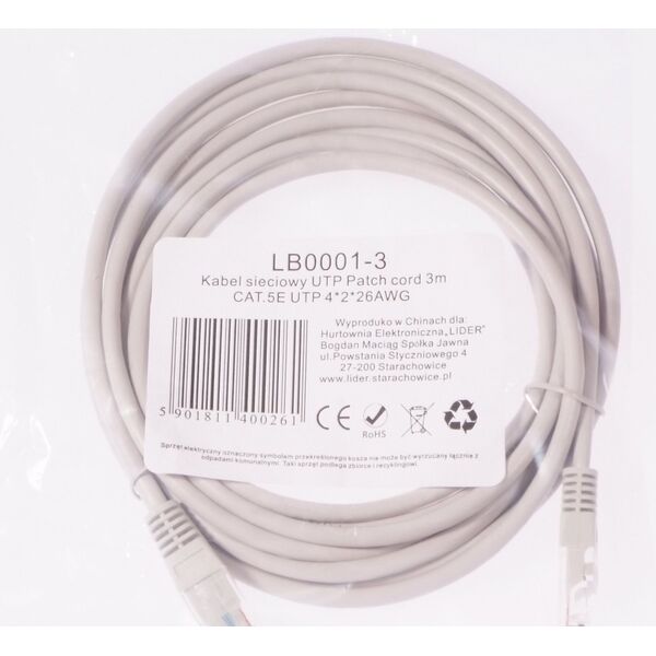 Libox UTP 1,5m CAT.5E UTP 4x2x26 AWG 702891 5901811400254