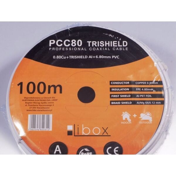Przewód Libox Antenowy, 100, Biały (PCC80) 840569 5902596820312