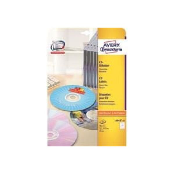 Avery Zweckform Etykiety na Płyty CD/DVD, 25 sztuk 834836 4004182233825