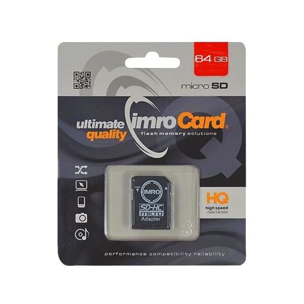 Karta Imro MicroSDXC 64 GB Class 10 UHS-I/U1  (KOM000517) 923524 5902768015454