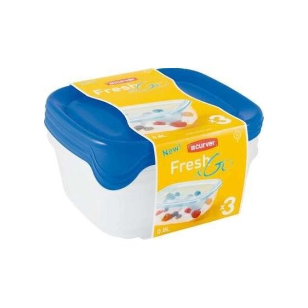 Curver Komplet pojemników Fresh&Go 3x0,8L niebieski (182217) 1012582 3253928559014