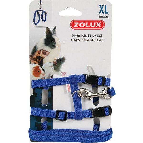 Zolux Szelki i smycz dla królika XL kol. niebieski 1107248 3336022071177