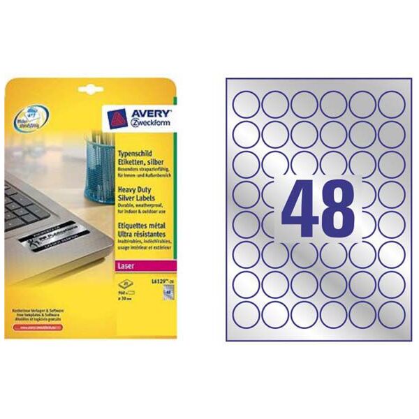 Avery Zweckform ETYK.ZF 6129 ŚR.30 20ARK.SREBRNA ETYKIETA - L6129-20 1470484 4004182048382