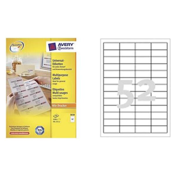 Avery Zweckform ETYK.ZF 3650 48X21.MARGI./5200/ ETYKIETA - 3650 1470660 4004182036501