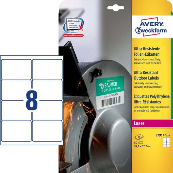 Avery Zweckform ETYK.ZF 7914 99,1X67,7 10ARK. ETYKIETA DO UŻYTKU ZEWNĘTRZNEGO - 7914-10 1470699 4004182068052