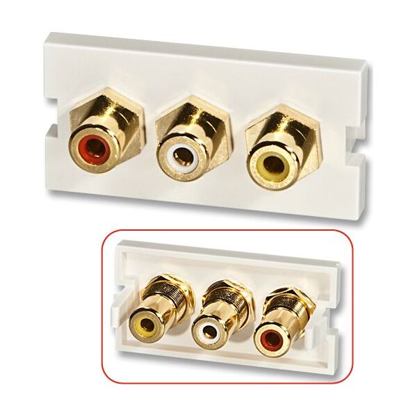Lindy LINDY 3xRCA F/F AV Module Premium SnapIn modue for wall boxes - 60533 1516755 4002888605335