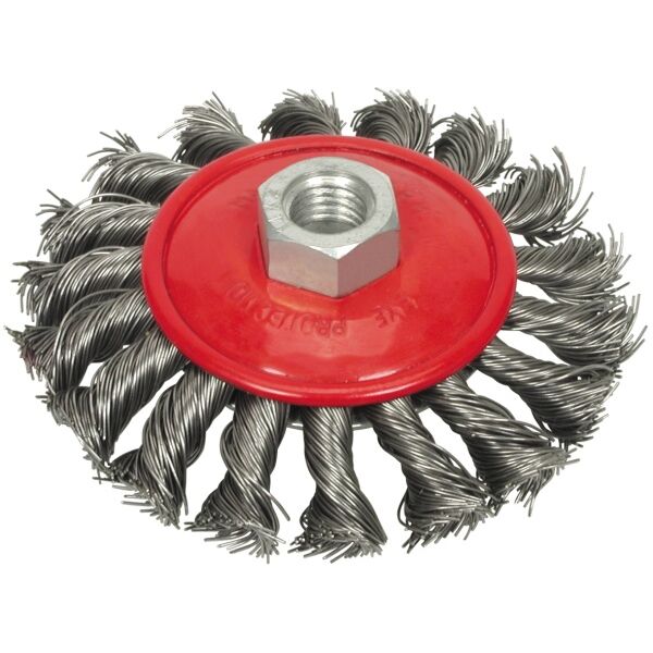Vorel Szczotka tarczowa z gwintem drut splatany 100mm (06977) 3016388 5906083069772
