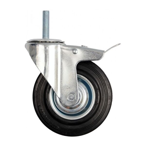 Vorel Kółko skrętne z czarną gumą, hamulcem i trzpieniem gwintowanym 125mm (87333) 3056701 5906083873331