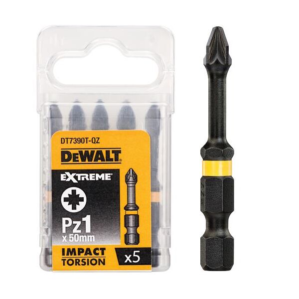 Dewalt Udarowe końcówki wkrętarskie Torsion PZ1x50mm 5szt. (DT7390T) 3096154 5035048089330