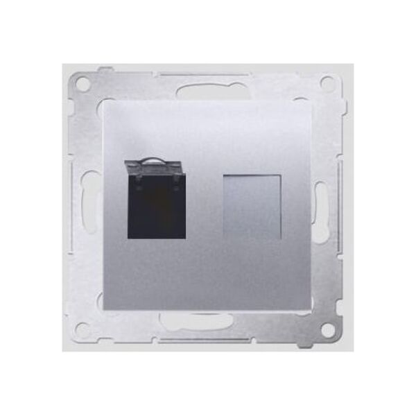 Kontakt-Simon Gniazdo komputerowe SIMON54 pojedyncze RJ45 kat.6 z przesłoną srebrne - D61.01/43 3107855 5902787824594