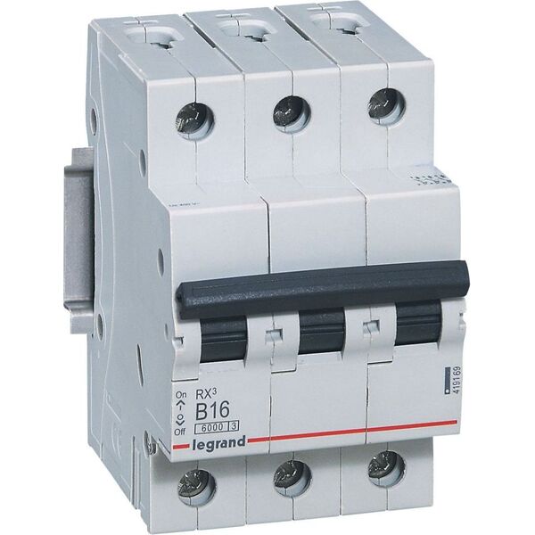 Legrand Wyłącznik nadprąowy RX3 3P B 16A 6000A - 419169 3108992 3414970367297