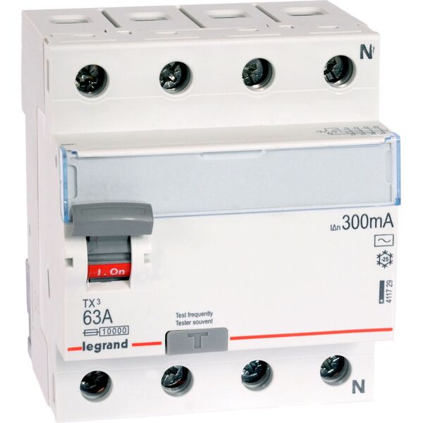 Legrand Wyłącznik różnicowoprądowy 4P 63A 0,3A typ AC P304 - 411729 3109695 3414970353221
