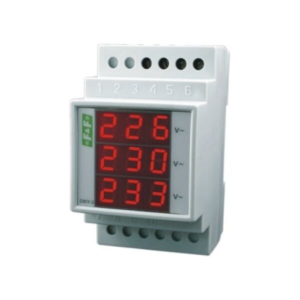 F&F Woltomierz 3-fazowy cyfrowy modułowy 100-300V AC dokładność 1% DMV-3 3118277 5908312591740