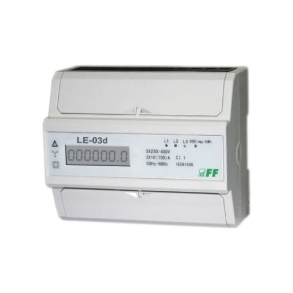 F&F Licznik energii elektrycznej MID 3-fazowy 100A 230/400V z wyświetlaczem LCD LE-03D 3118194 5908312592365