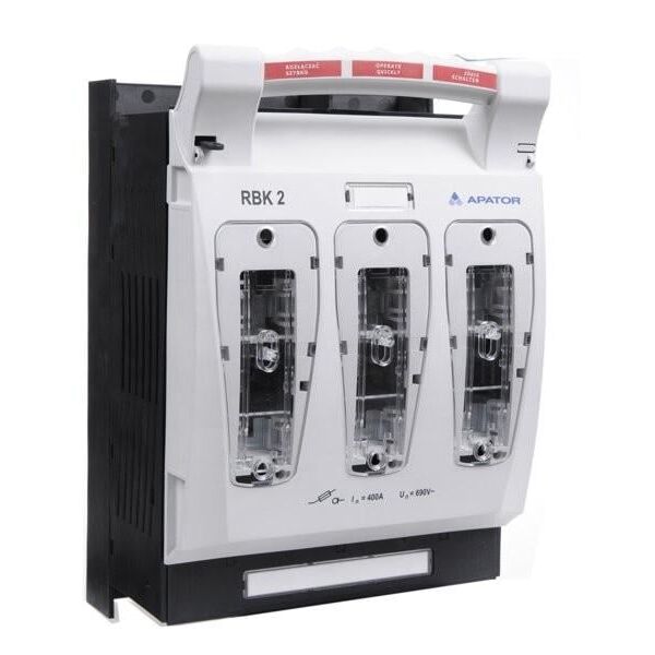 Apator Rozłącznik izolacyjny bezpiecznikowy montaż tablicowy, zaciski kablowe: mostkowe S 50-185mm2 RBK 2 690V 400A 63-811685-011 3164660 5906739004959