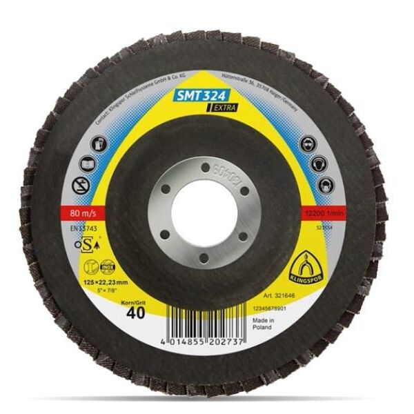 Klingspor Ściernica listkowa 125mm SMT324 EXTRA granulacja 40 - 321510 3139327 4014855202171