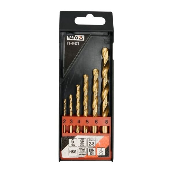 Wiertło Yato do metalu tytanowe walcowe 2 4 5 3 6 8mm zestaw (YT-44673) 3168364 5906083446733