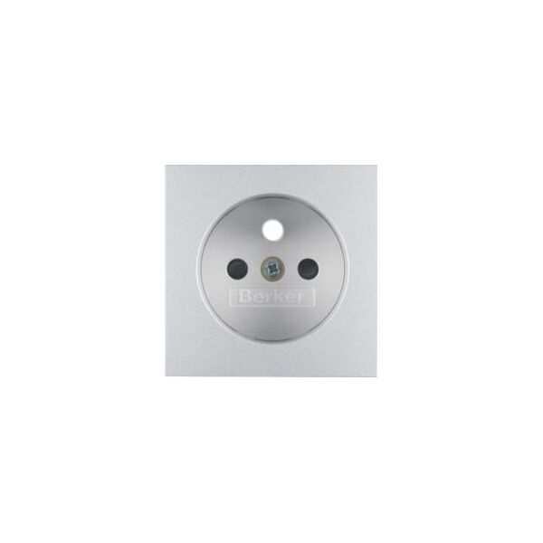 Hager Płytka czołowa do gniazd z uziemieniem i przesłonami styków aluminium (3965768994) 3181936 4011334456285