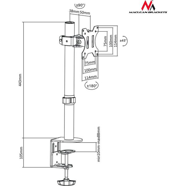 Maclean Uchwyt biurkowy na monitor 13" - 32" (MC-751)