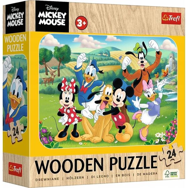Trefl Puzzle drewniane 24 elementów Myszka Miki Mickey