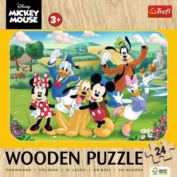 Trefl Puzzle drewniane 24 elementów Myszka Miki Mickey
