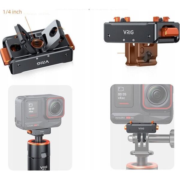 VRIG Adapter Uchwyt Mocowanie Na Gwint 1/4"" + System Gopro Do Insta360 Ace Pro / Ac07 / A0106