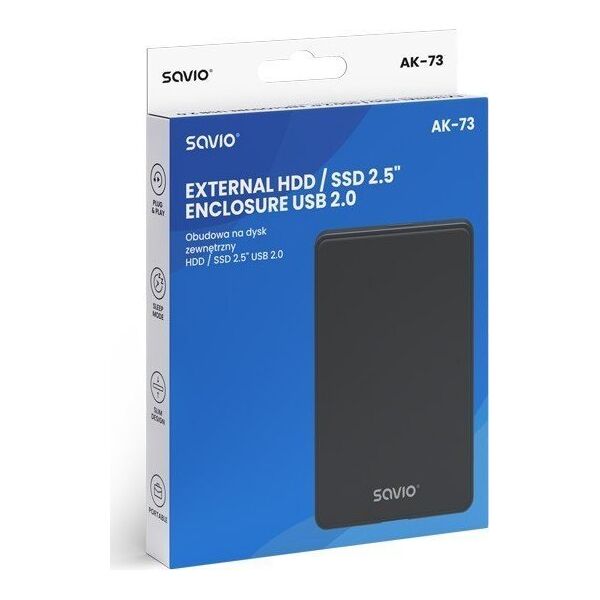 Kieszeń Savio Obudowa na dysk zewnętrzny HDD / SSD 2.5' USB 2.0 AK-73