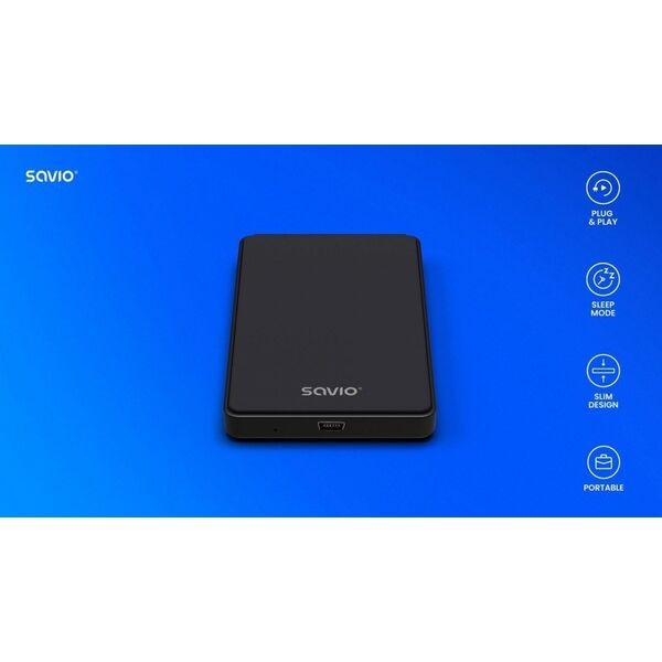 Kieszeń Savio Obudowa na dysk zewnętrzny HDD / SSD 2.5' USB 2.0 AK-73