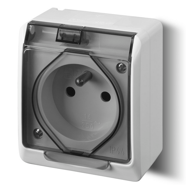 Elektro-Plast Gniazdo natynkowe GNT Hermes 2P + Z białe z klapką dymną (0321-01) 3221502 5901130483877