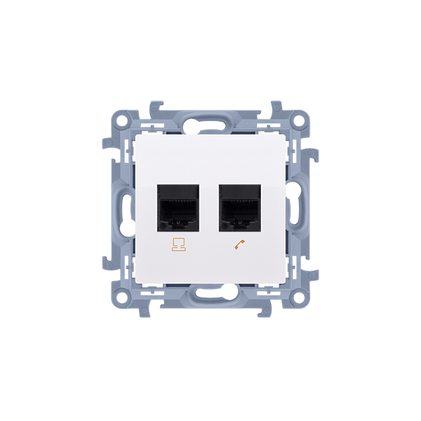Kontakt-Simon Gniazdo komputerowe podwójne RJ45 kategoria 6 biały (C62.01/11) 3256597 5902787843335