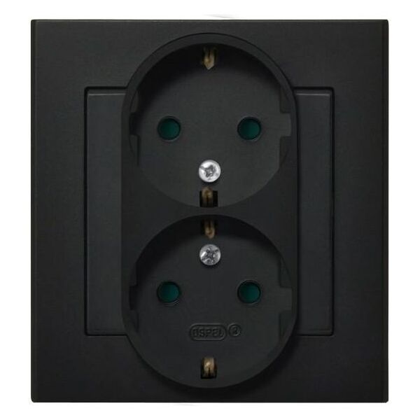 Ospel Gniazdo Sonata podwójne schuko z przesłonami czarny metalik (GP-2RSP/33) 3313740 5907577446826