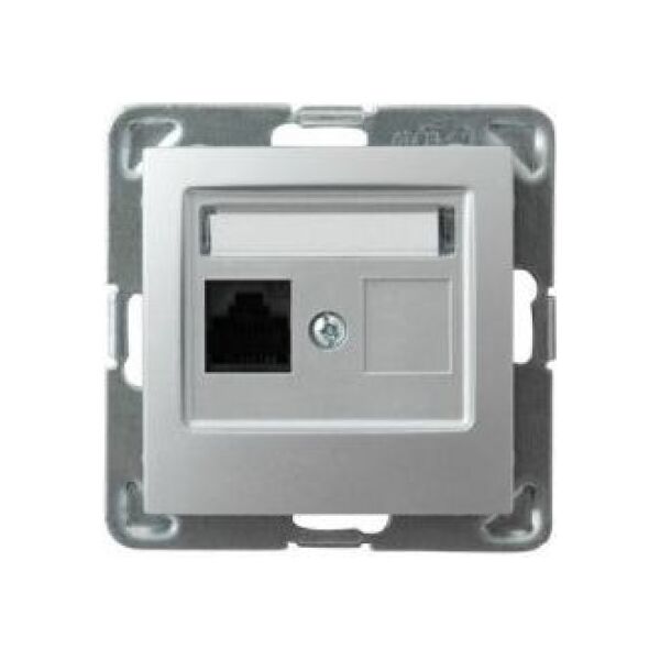 Ospel Gniazdo komputerowe Impresja pojedyncze RJ45 kat.5e srebrne (GPK-1Y/K/m/18) 3320208 5907577439934
