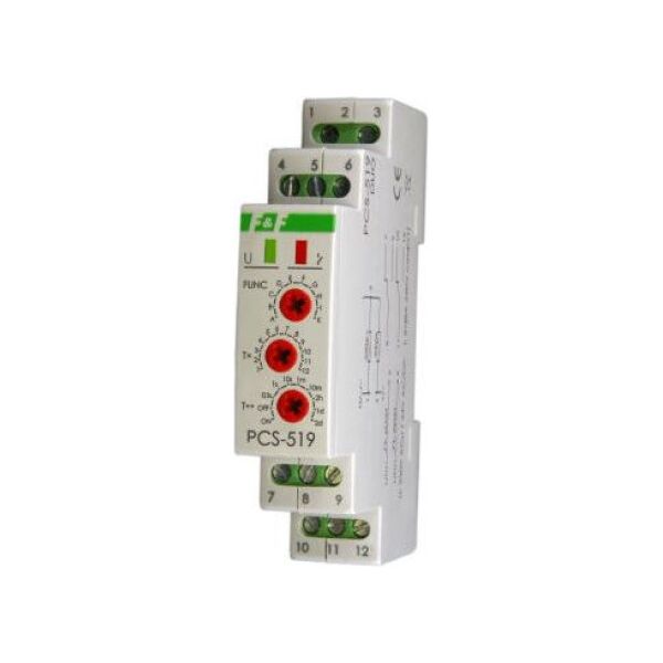 F&F Przekaźnik czasowy 2P 8A 0,1sek-576h 12V AC/DC wielofunkcyjny (PCS-519 12V) 3320937 5908312593942